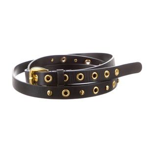 Maje black skinny lather belt, with gold detail